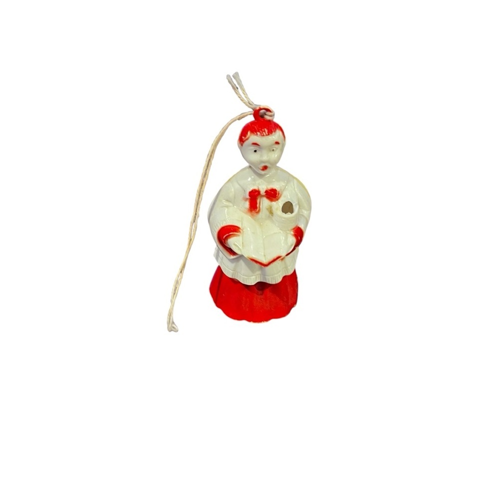 Vintage 50s 60s Christmas Choir Boy Plastic 3" Candle Holder ornament